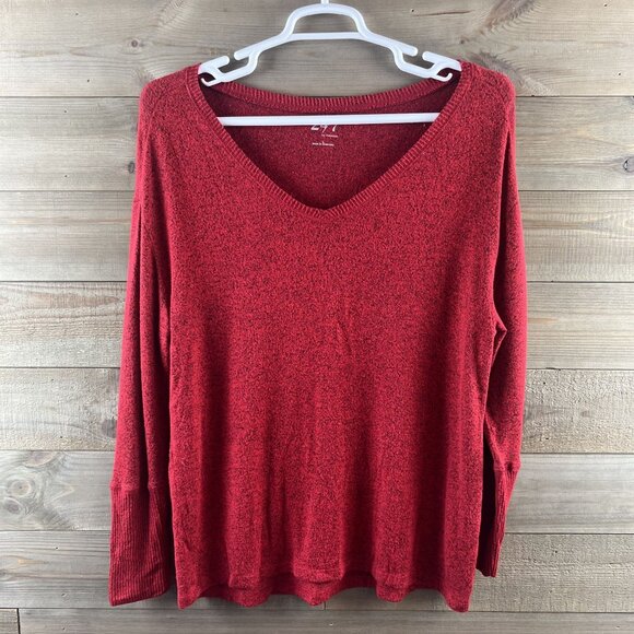 24/7 By Maurices Womens Victoria Long Sleeve Vneck Heathered Soft Size Large - Picture 1 of 8
